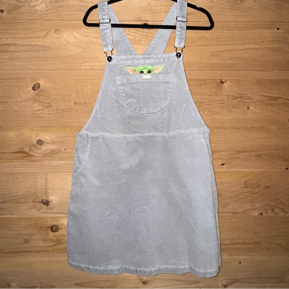 Gray Grogu , baby Yoda Star Wars Mandalorian corduroy jumper biboveralls
